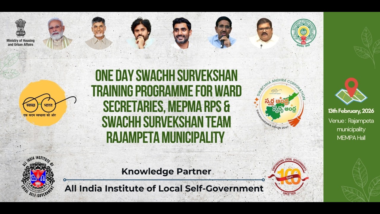 One day Swachh Survekshan training programme for ward secretaries,Team Rajampeta municipality