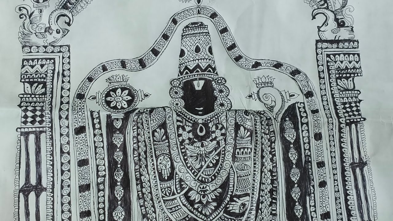 Lord Balaji drawing|easy and simple venkateswara Swamy drawing|Mandala art|#drawing#sketch#draw#god
