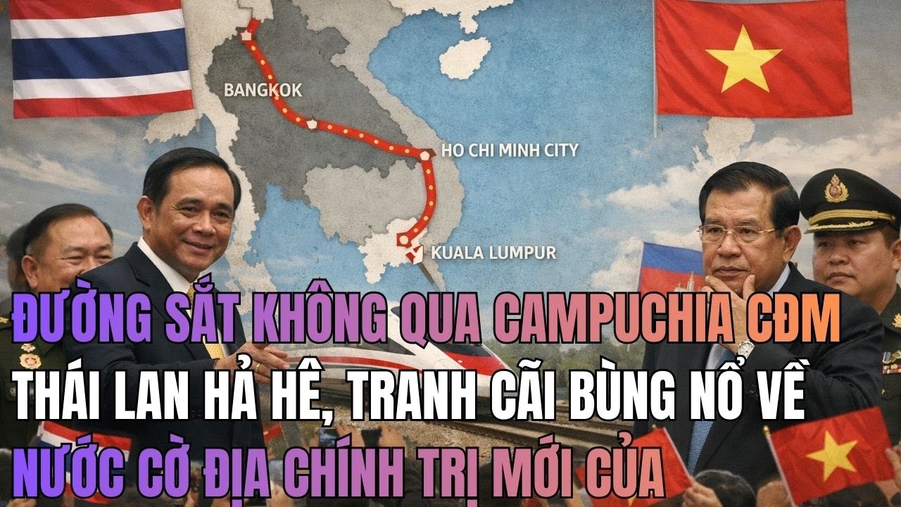 ĐƯỜNG SẮT KHÔNG QUA CAMPUCHIA CĐM THÁI LAN HẢ HÊ, TRANH CÃI BÙNG NỔ VỀ NƯỚC CỜ ĐỊA CHÍNH TRỊ MỚI CỦA