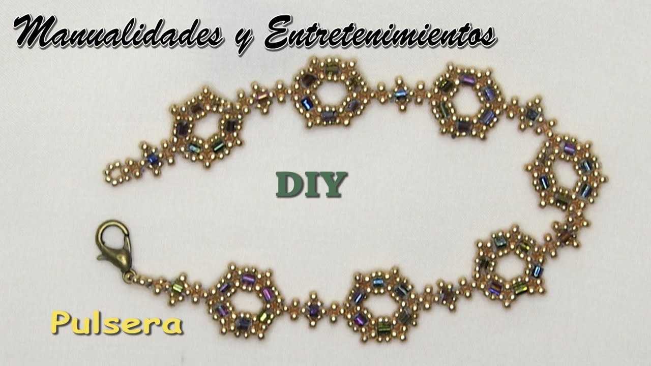 DIY Pulsera hexagonal oro