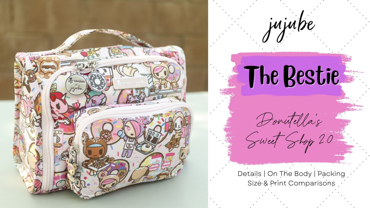 JuJuBe Bestie | Donutella’s Sweet Shop 2.0 | Packing - On The Body - Size & Print Comparisons