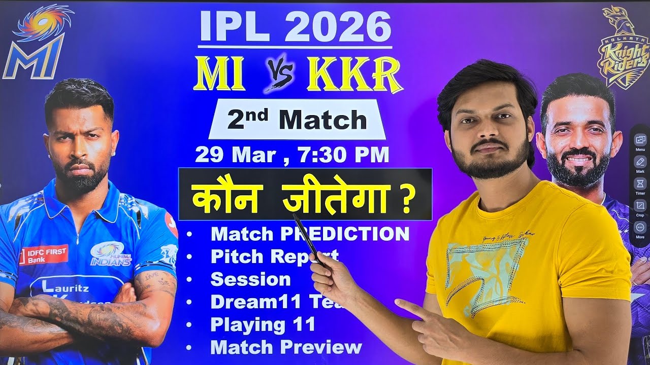 IPL 2026 mi vs kkr 2nd match prediction, mumbai indians vs kolkata knight riders match
