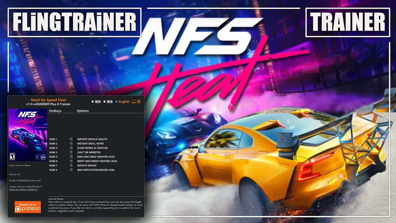 Need for Speed Heat v1.0-v20200609 Plus 8 Trainer-FLiNG