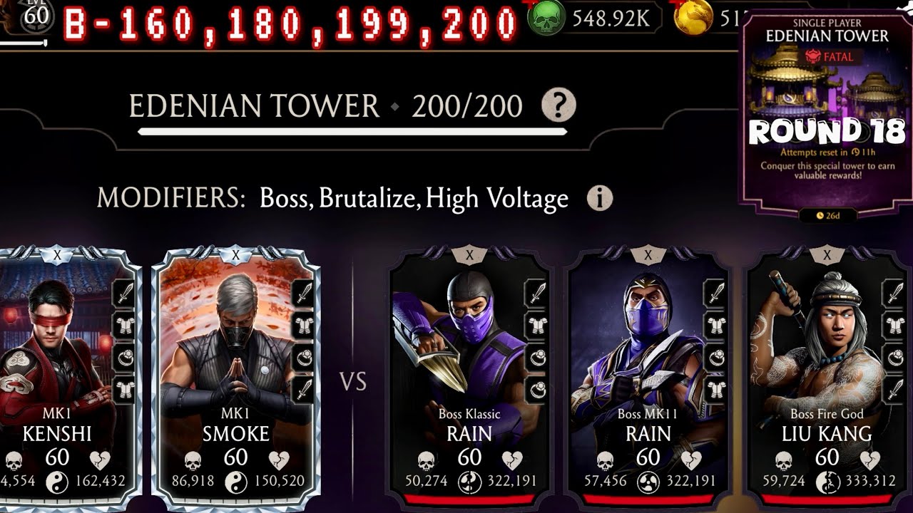 Fatal Edenian Tower Boss Battle 200 & 160, 180 Fight + Rewards | Mortal Kombat Mobile