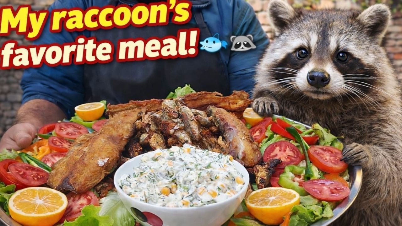 Azerbaijani-style raccoon’s favorite – carp and anchovies on the griddle! 🐟🦝🔥