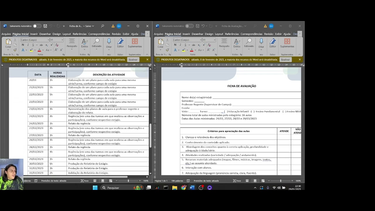Orientação de Ficha de Avaliação - Estágio