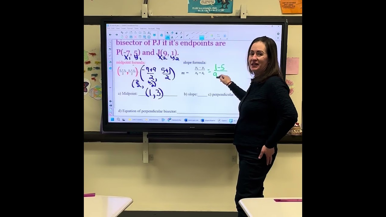 Writing an equation of a perpendicular bisector 