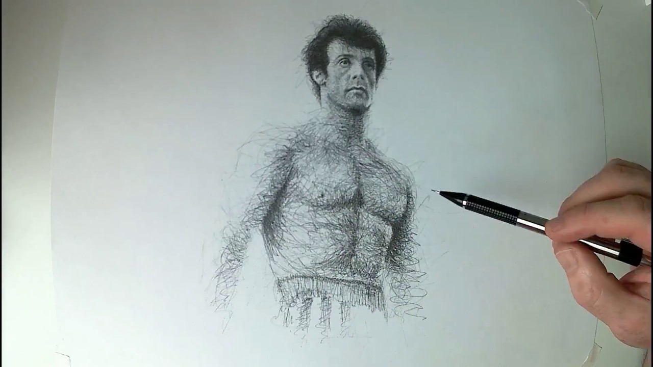 Sylvester Stallone, Rocky Balboa Time lapse Drawing. Rocky 4 1985