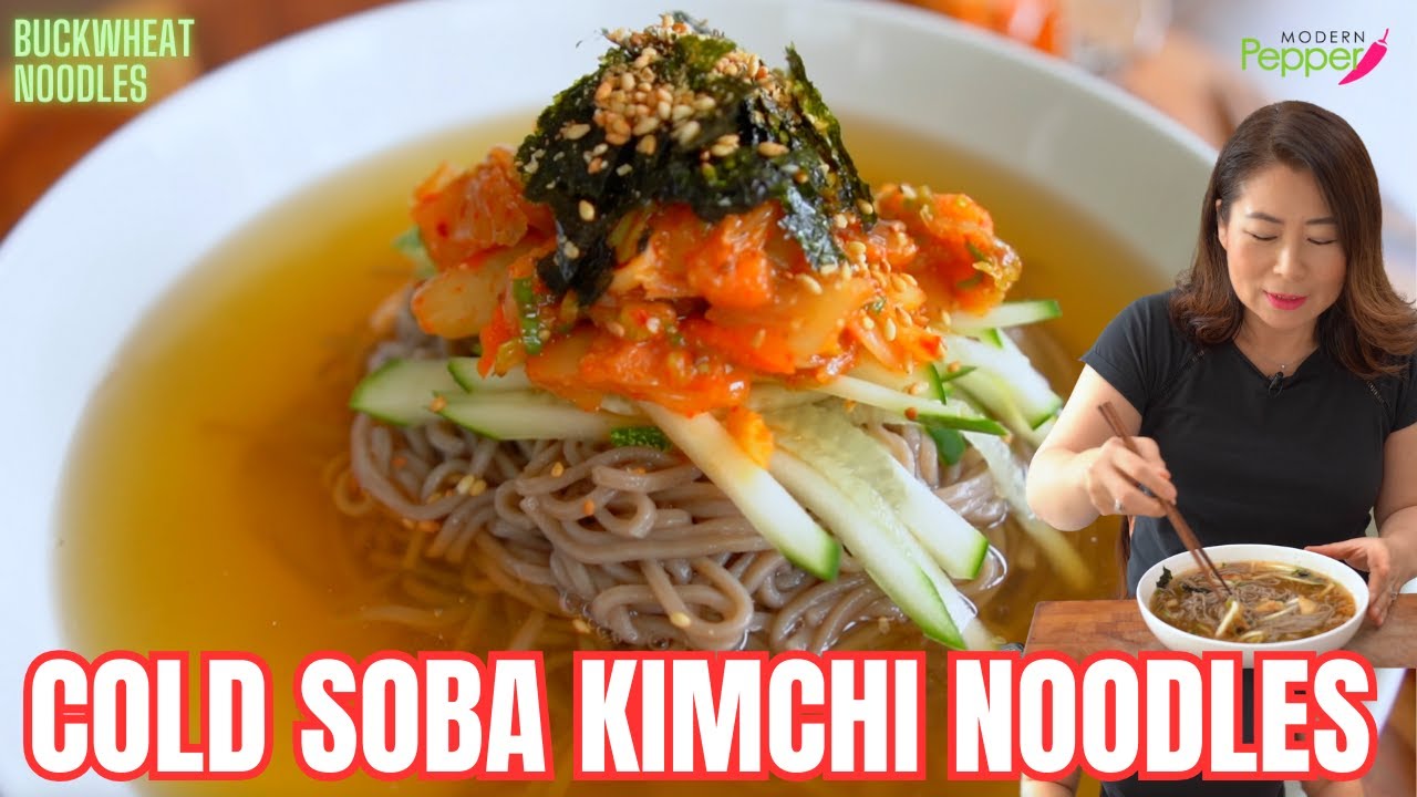 🧊COLD Soba Kimchi Noodles with SUPER EASY COLD BROTH! 🧊A/C🧊 for your soul & belly 시원한 김치 냉메밀국수