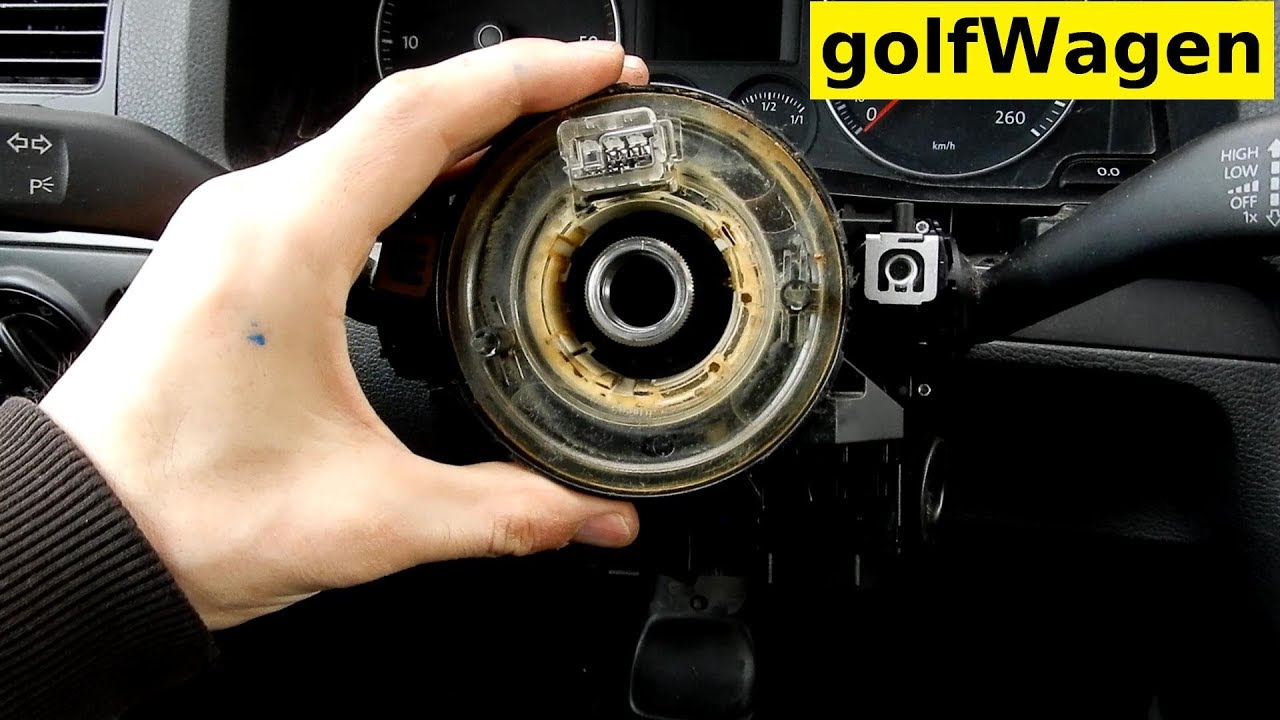 VW Golf 5 clock spring removal, steering angle sensor removal, steering modul removal