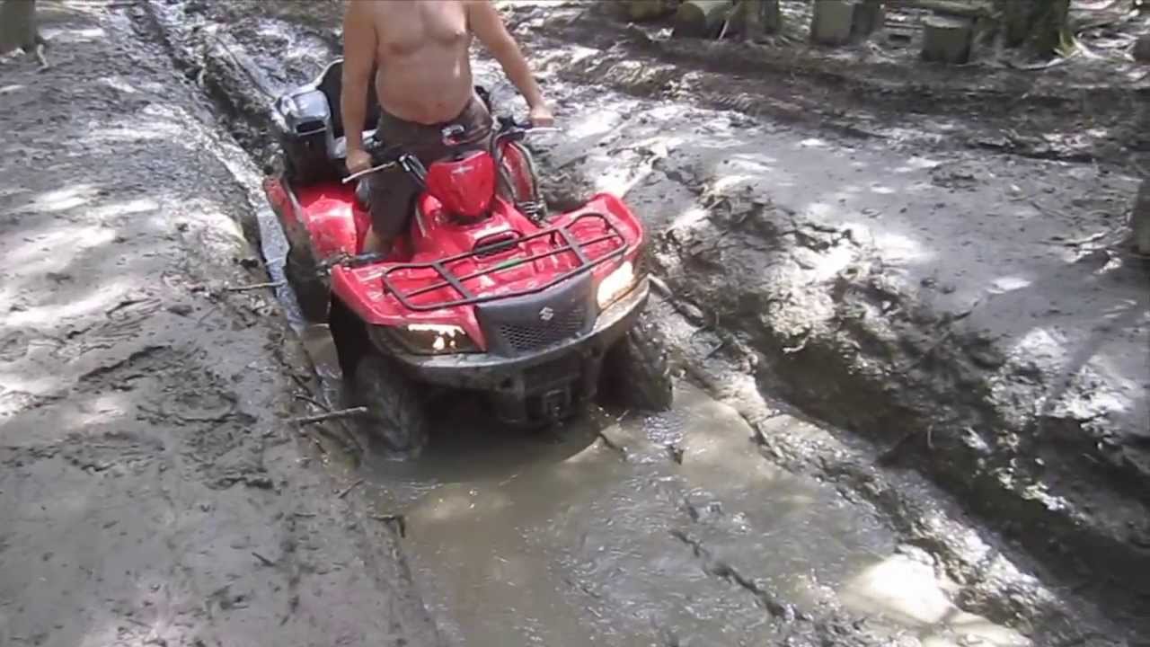 2012 Suzuki King Quad 500 Stuck in the Mud - ATV Trails Charleston Maine
