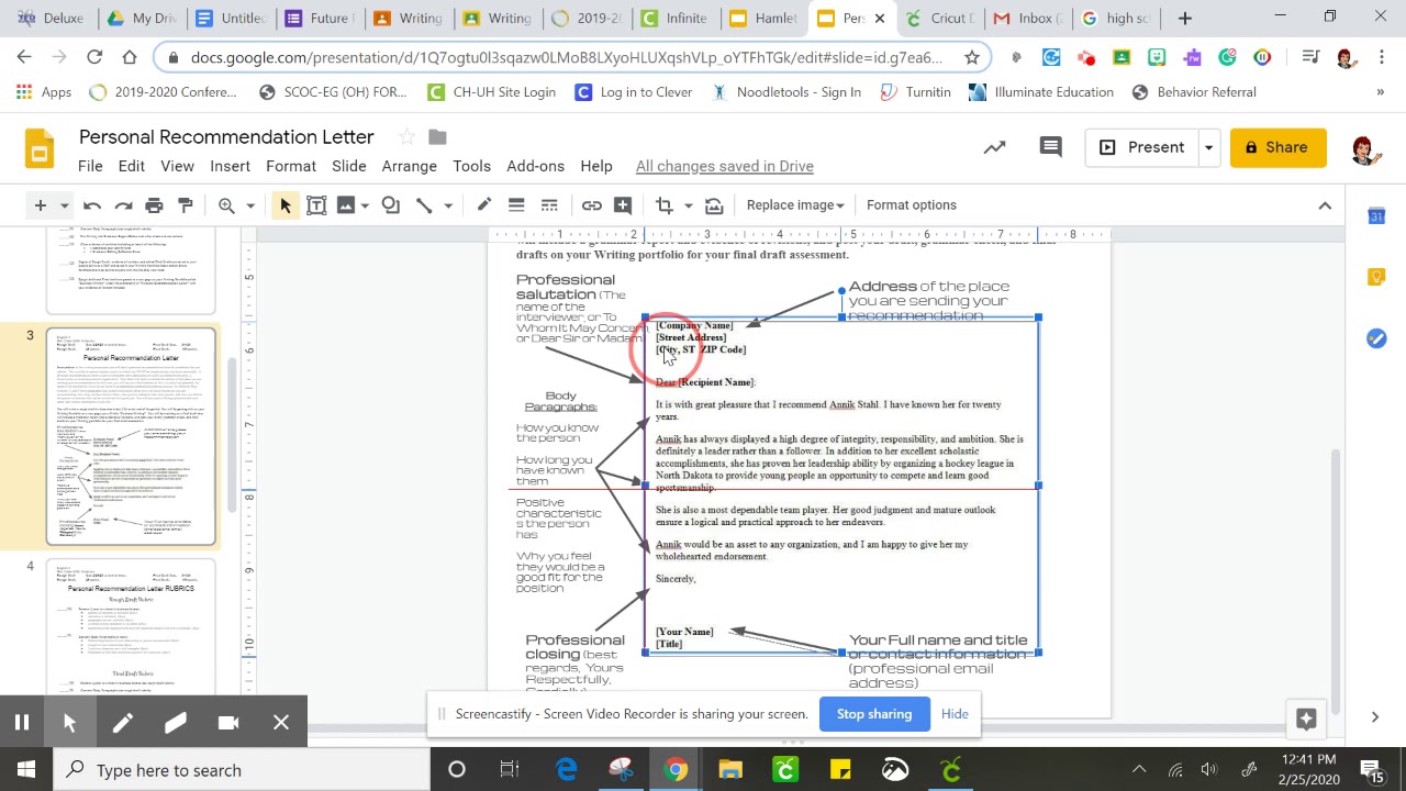 Personal Recommendation Letter Instructions