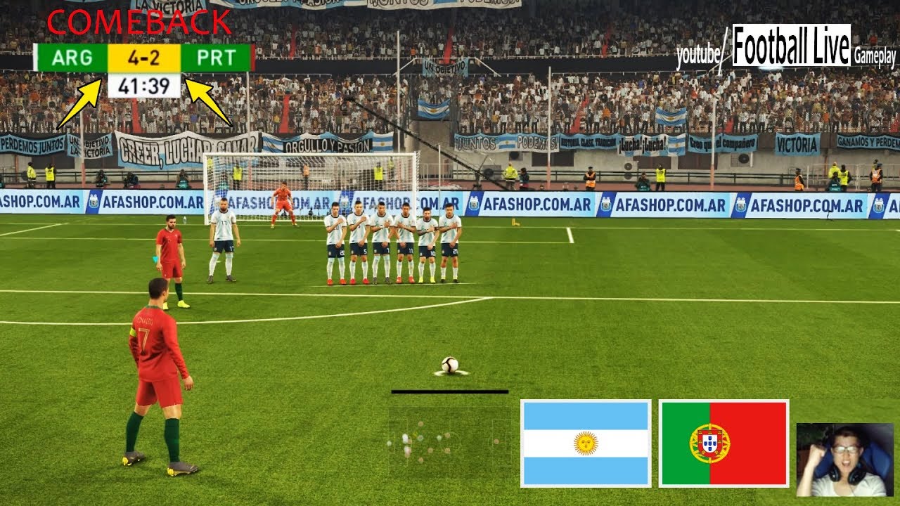 PES 2019 | Argentina vs Portugal | COMEBACK | C.Ronaldo Free Kick Goal | Messi vs Ronaldo