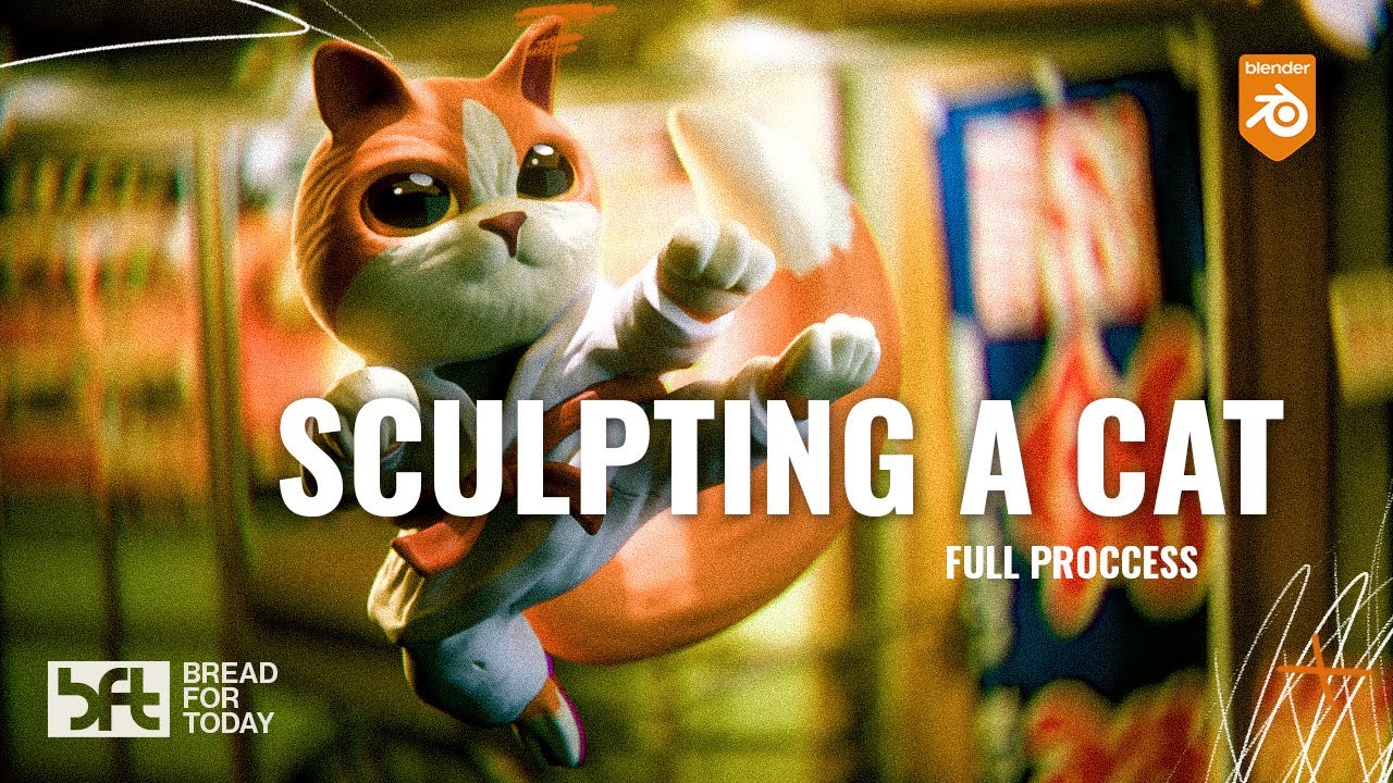 Sculpting a Cat in Blender 4.3 - Full Process - Relaxing Art