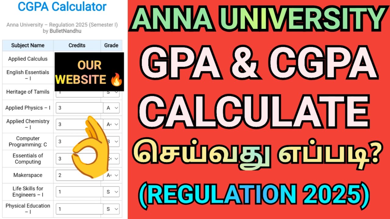 Anna University CGPA & GPA Calculation 2026🔥| Engineering CGPA Calculator| Regulation 2025 CGPA |GPA