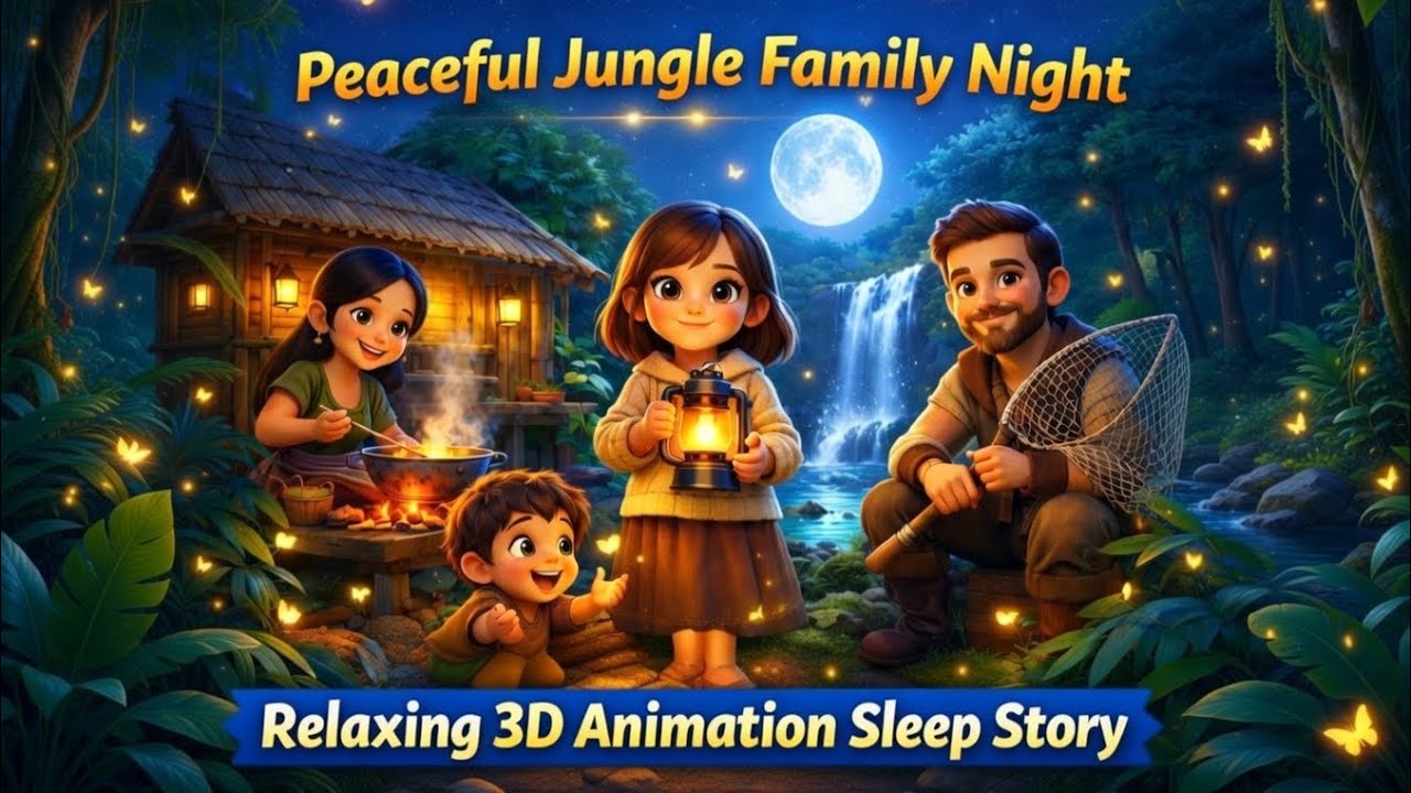 Peaceful Jungle Family Night 🌙 | Relaxing Animation Sleep Story | Magical Forest Bedtime Story
