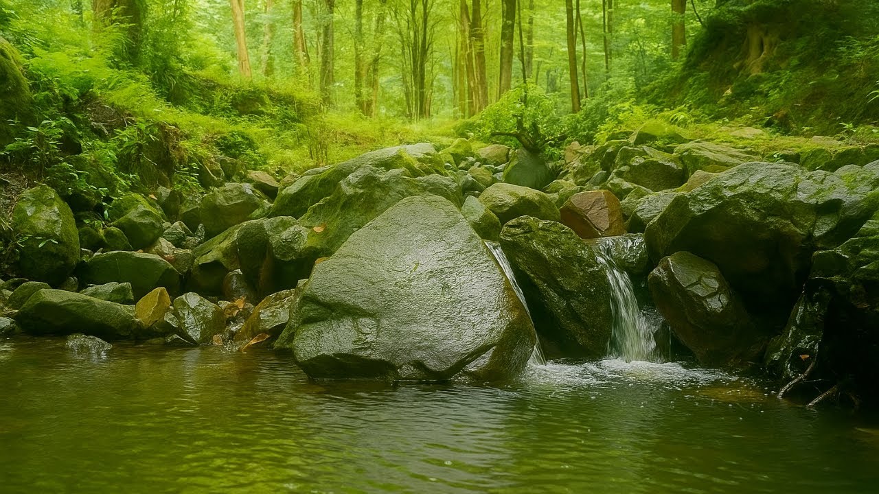🌊Peaceful River Flow with Small Waterfall | 1 Hour Relaxing Nature Sounds for Sleep & Stress Relief🌊