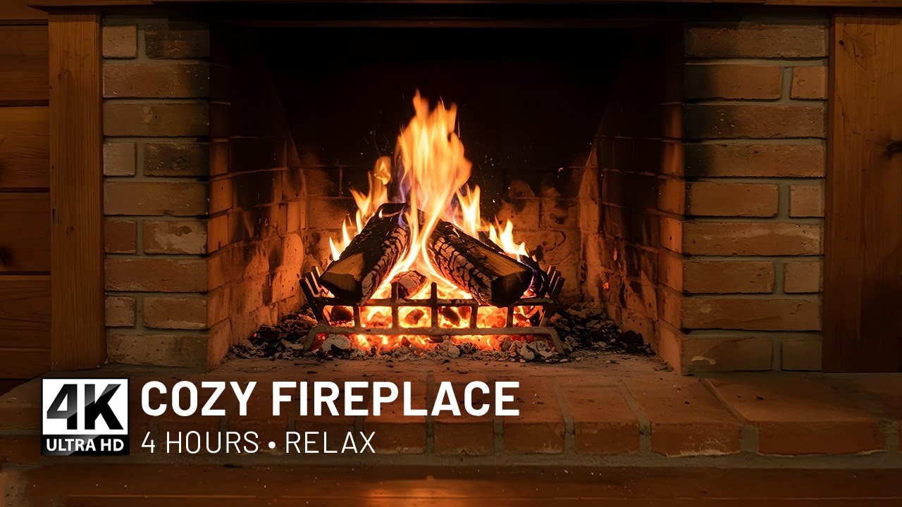 4K Cozy Fireplace 🔥 Real Firewood Burning Sounds | Relaxing Ambience for Sleep, Study & Relaxation