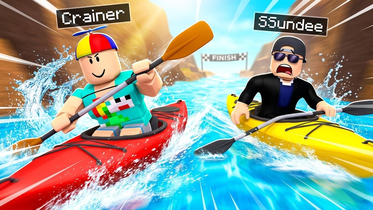 I Tried Beating SSundee in a Kayak Race Simulator! (Roblox)