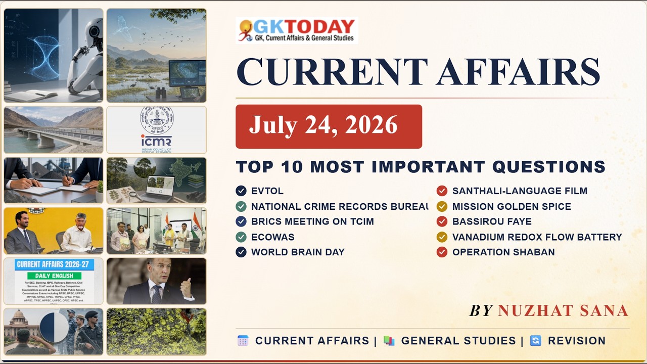 GKToday Current Affairs 🎯 24 July, 2026