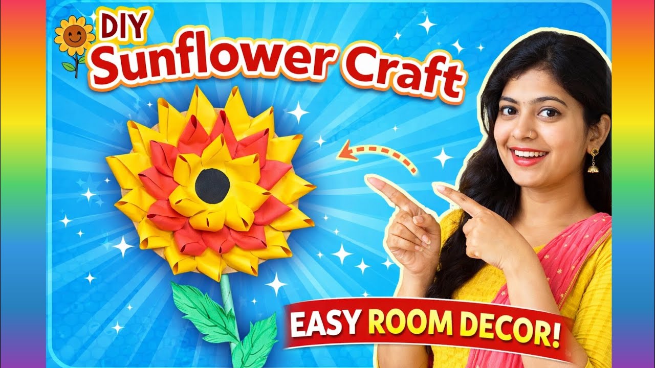 Sunflower Paper Craft 🌻 | Simple & Beautiful Room Decoration Idea
