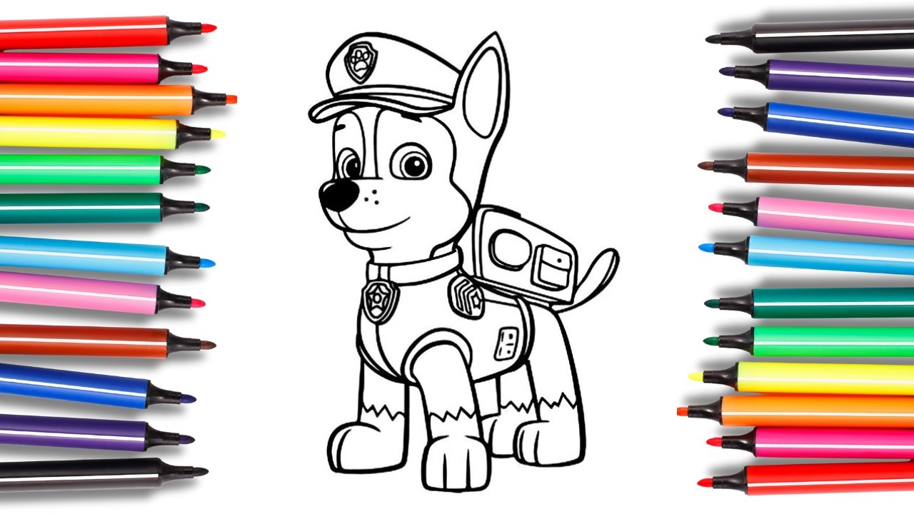 Chase Coloring Page - Paw Patrol Fun Video for Kids and Toddlers