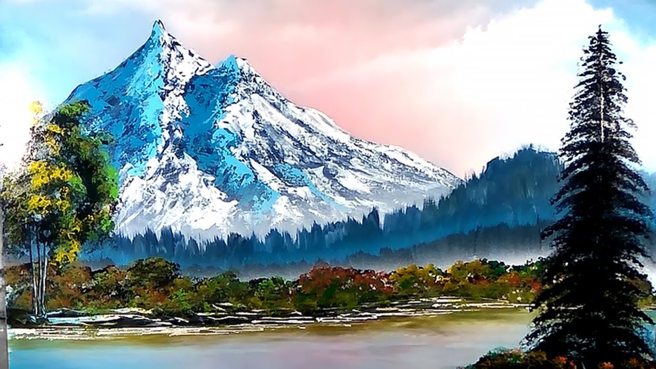 Горы живопись - spray paint art -  как рисовать пейзаж баллончиком - быстрое рисование