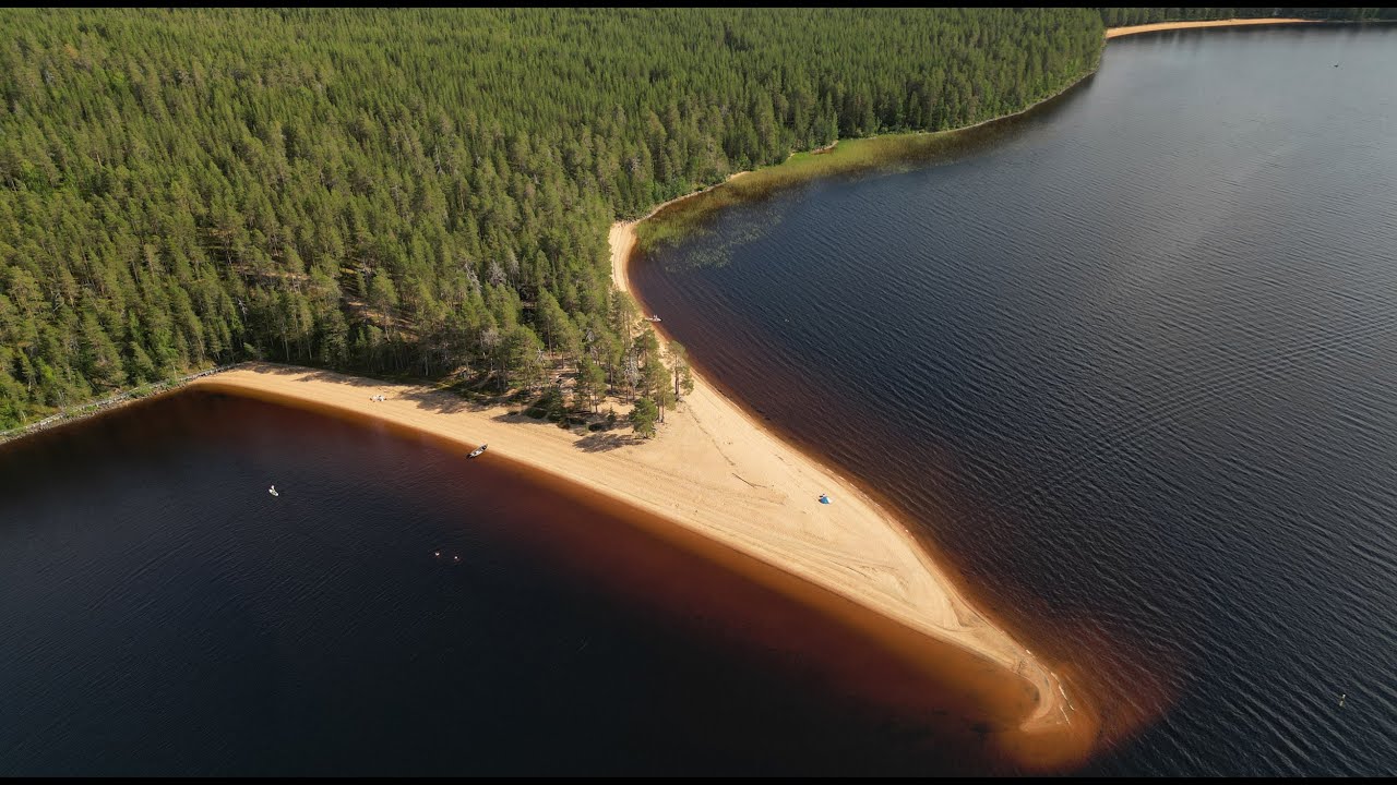 Orhinselk&auml; Sand Beach in Miekoj&auml;rvi the Arctic Circle lake in Pello & Ylitornio Lapland Finland