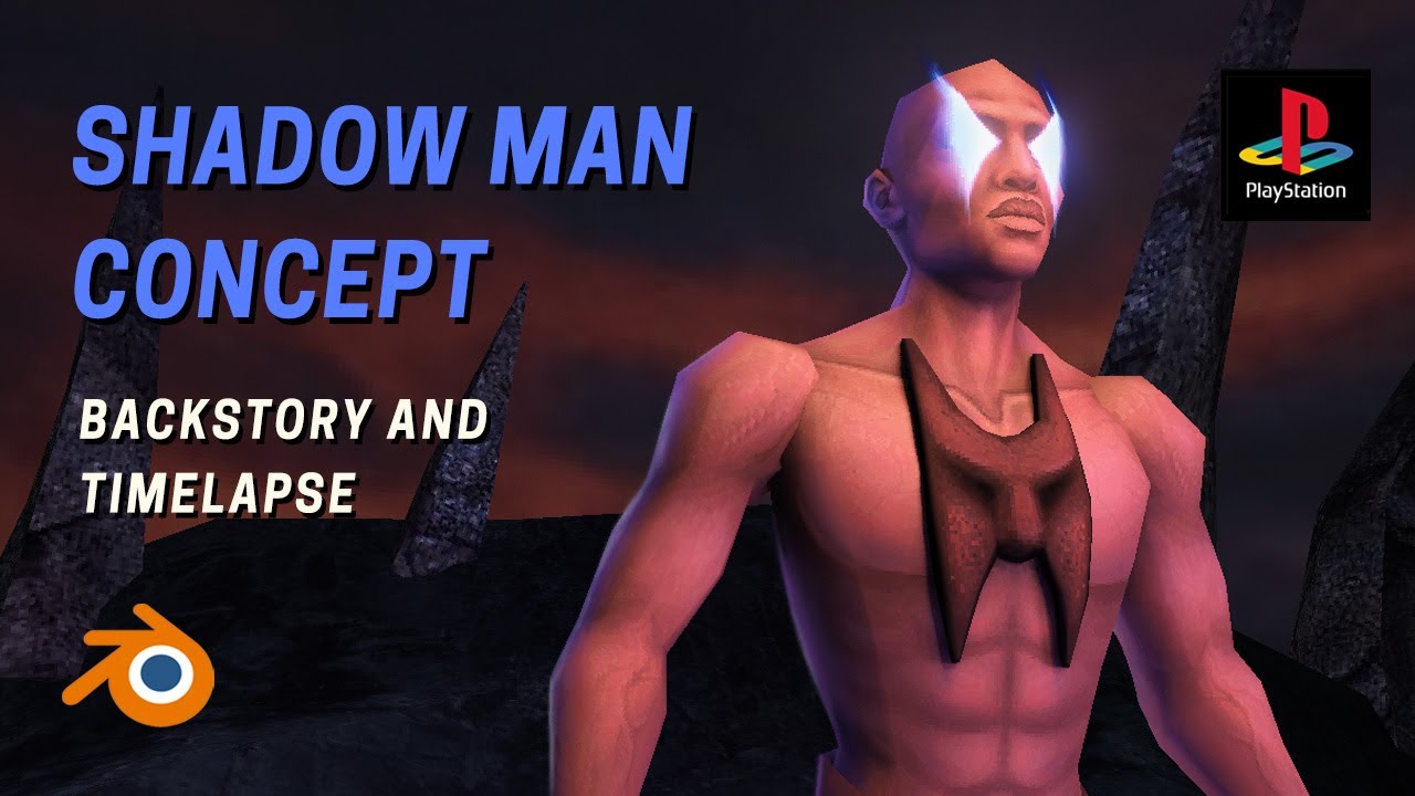 Shadow Man character design in Blender (Ode for PS1 game)