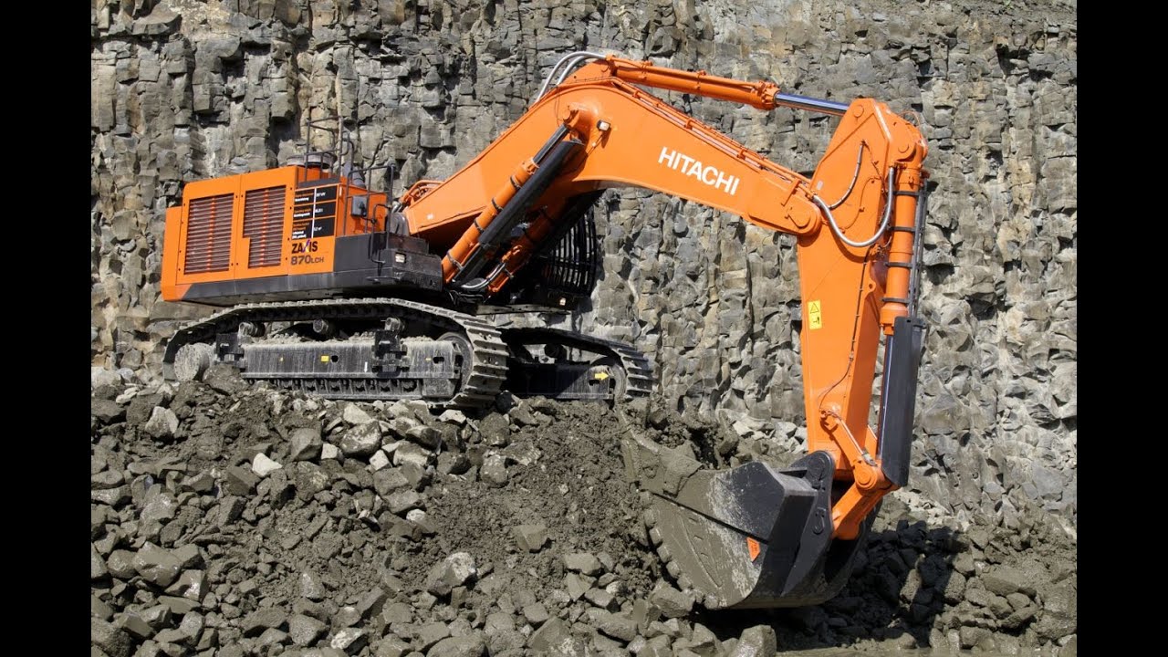 Hitachi ZX 870 - 5 Bagger bel&auml;dt Hitachi EH 1100 - 5 Muldenkipper I Steinexpo 2014
