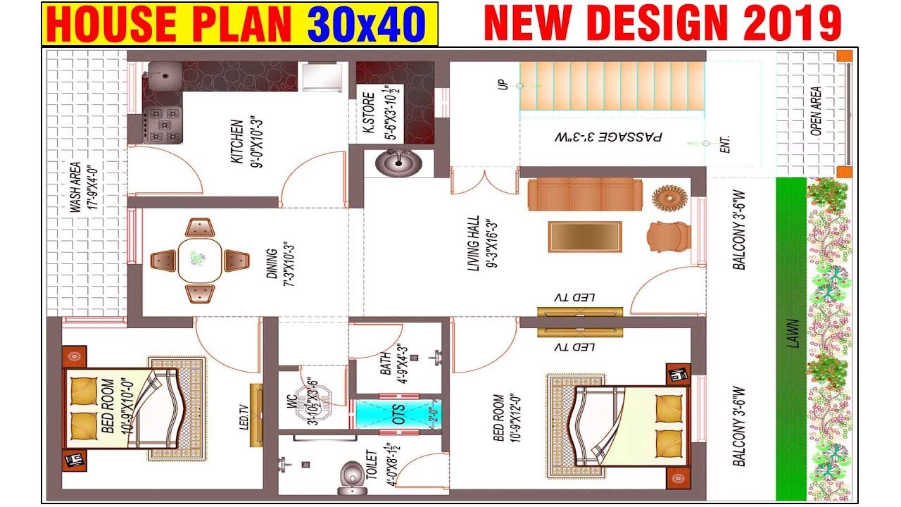 30x40 house plans west facing | house designs | RD Design