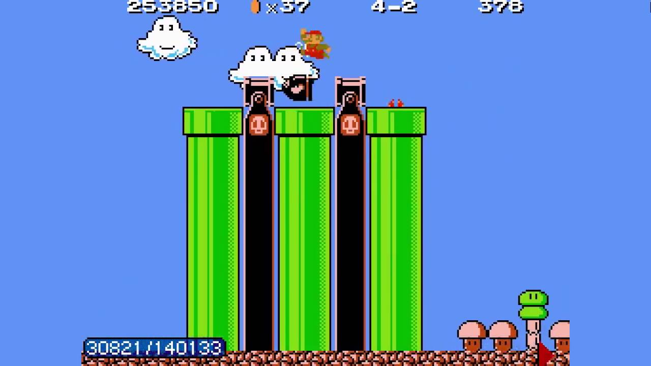smb2j+2 AKA lost levels extreme warpless D-4 TAS speedrun