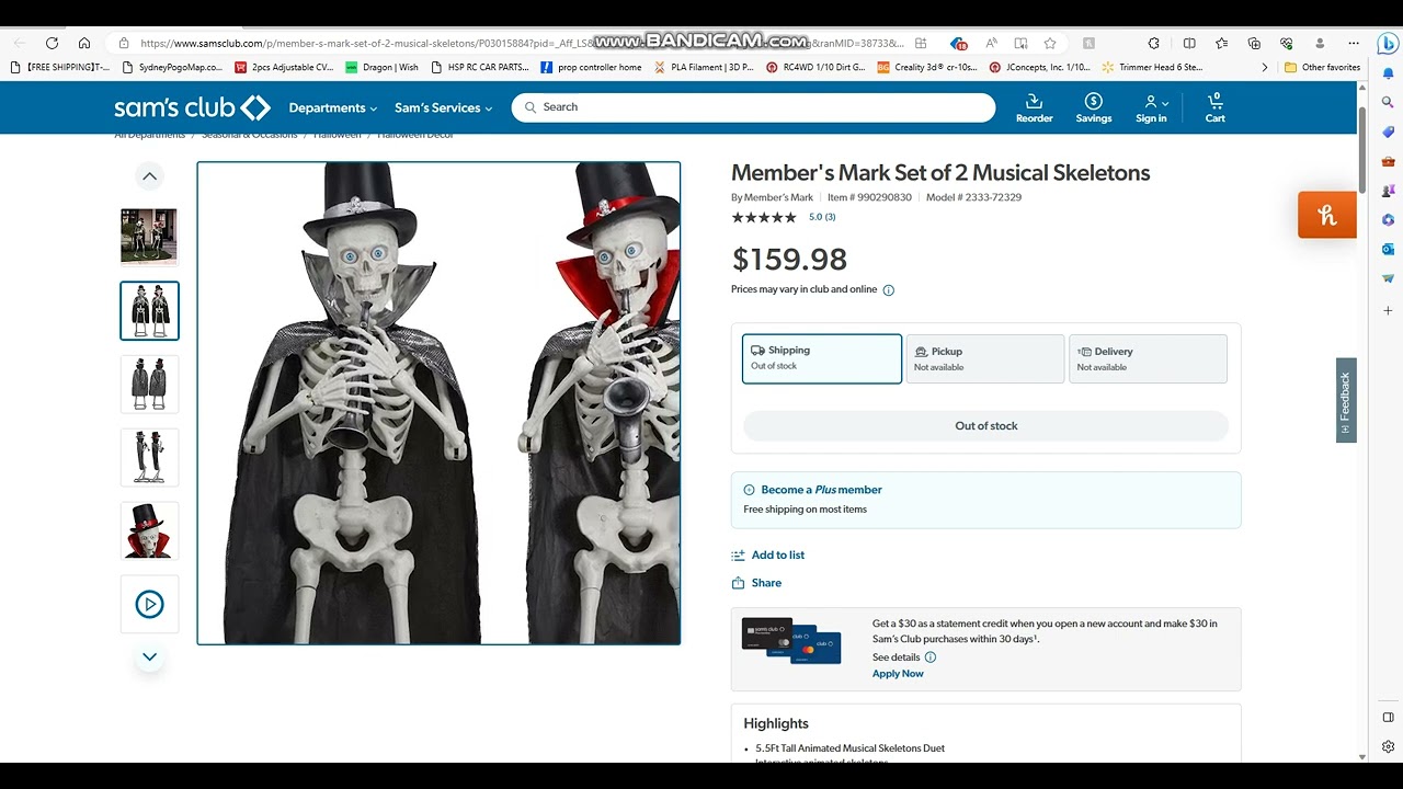 Member's Mark Set of 2 Musical Skeletons (sam's club)
