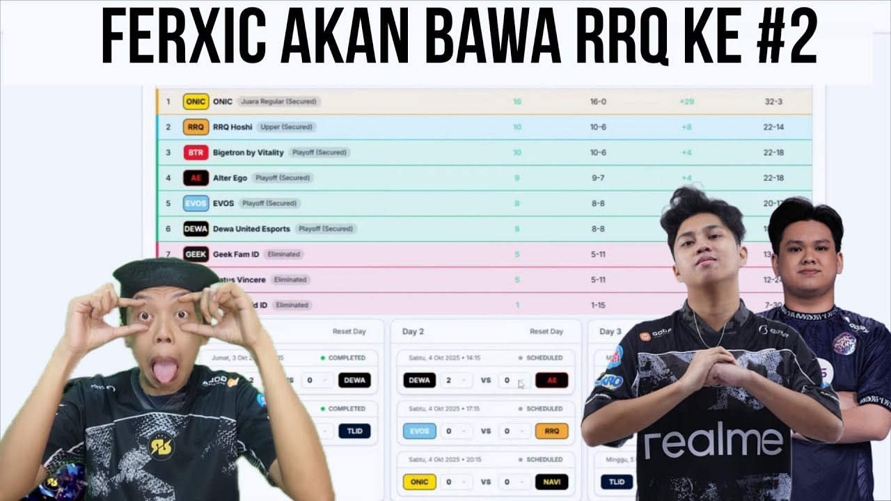 RRQ MENUJU PLAYOFFS | KLASEMEN & JADWAL MPL ID S16 HARI INI SABTU 4 OKT 2025