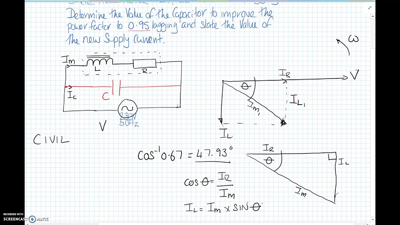 AC Theory Power Factor Correction - Calculate Capacitor Size