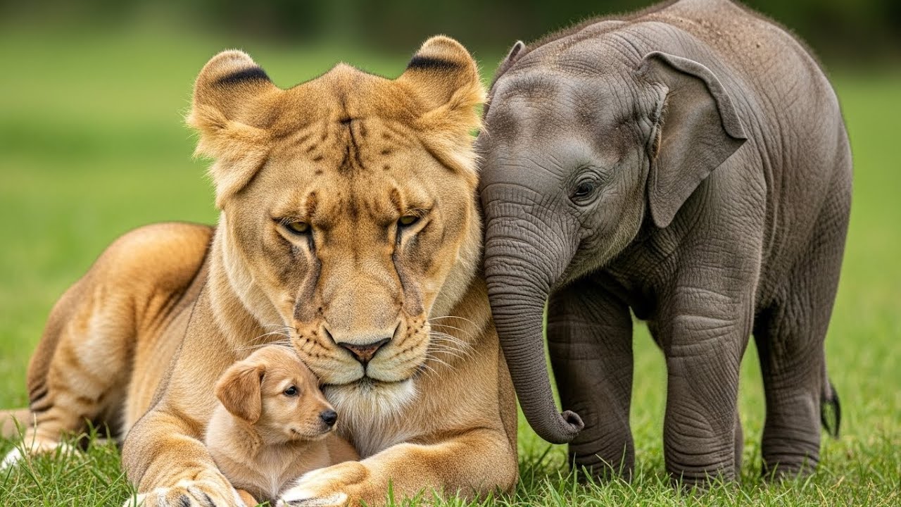 The Lioness Who Adopted a Puppy And An Elephant