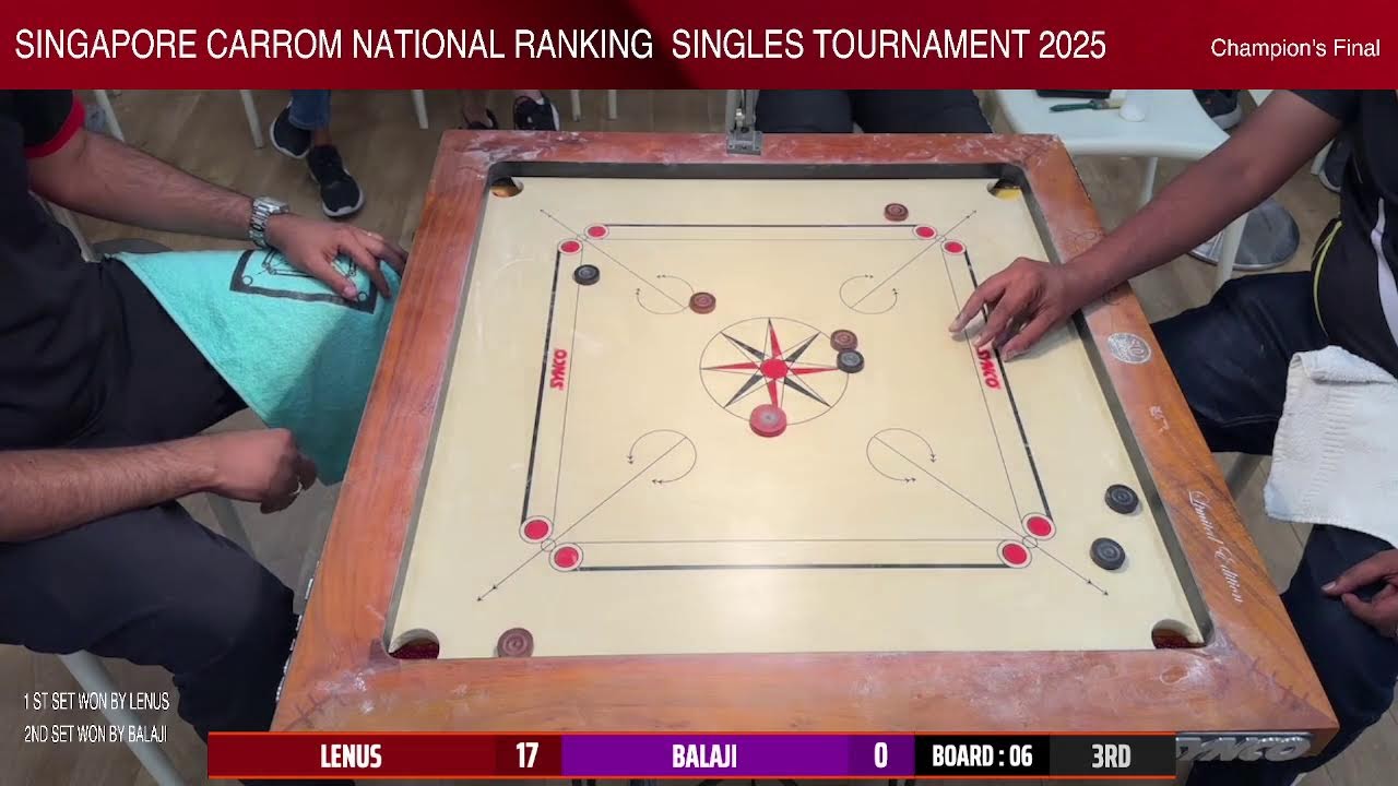 Singapore Carrom National Ranking Tournament 2025, Men's Final :  Lenus vs Balaji ( 2nd Part)