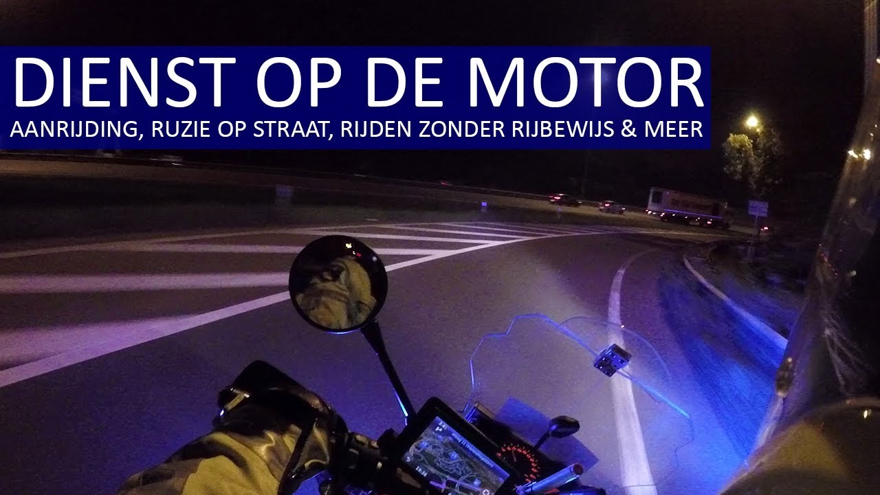 POLITIE - Dienst op de motor - Ruzie op straat, rijden zonder rijbewijs, ongeval en meer.