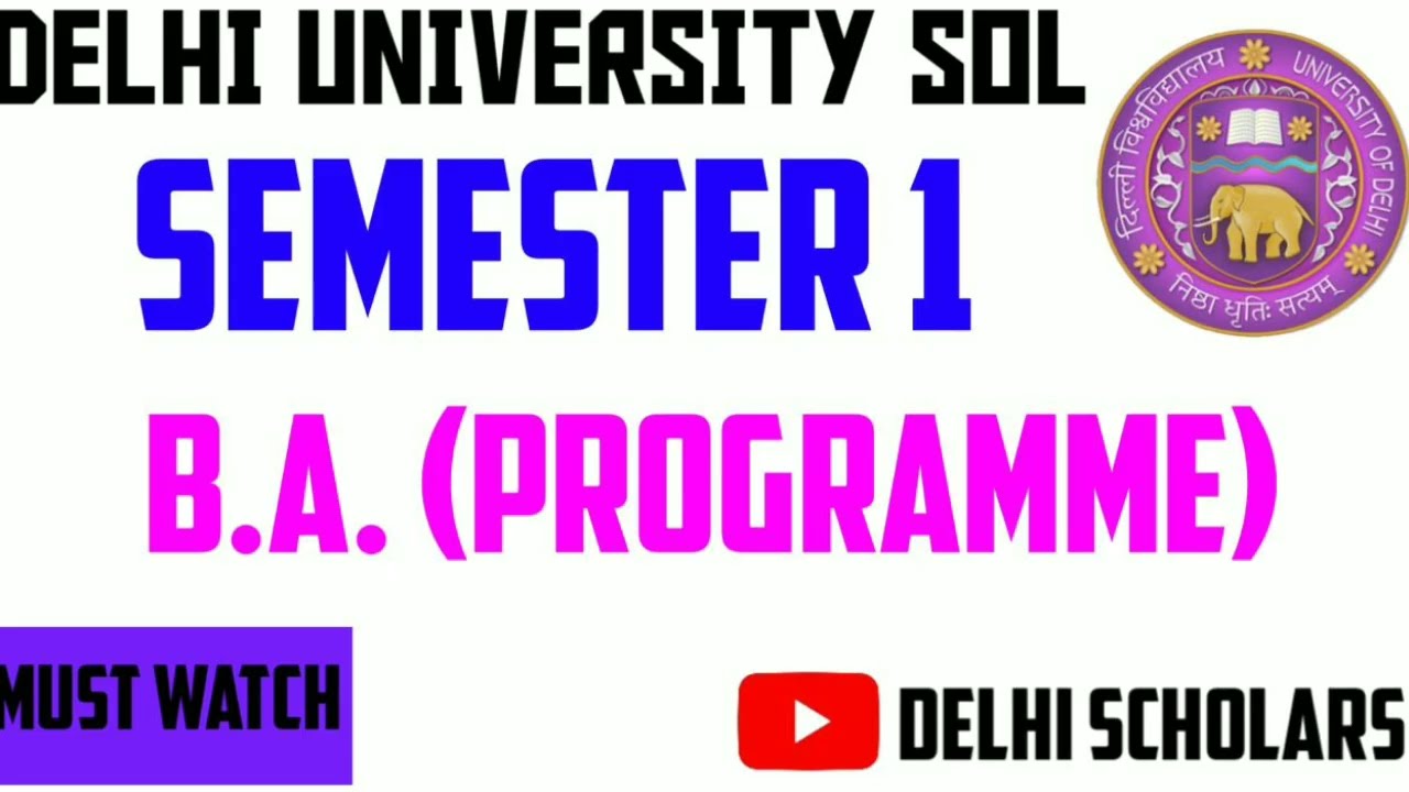 DU SOL B.A. (PROGRAMME) Semester 1 Syllabus | Complete Guide for SOL Students