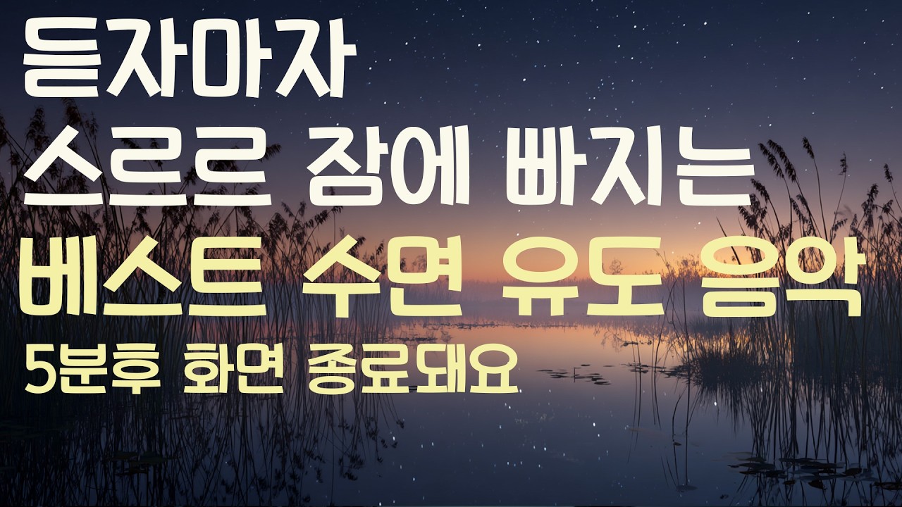 🌙듣자마자 스르르 잠에 빠지는  베스트 수면유도음악 -5분후 화면 꺼짐 -잠 잘때 듣기 좋은 음악