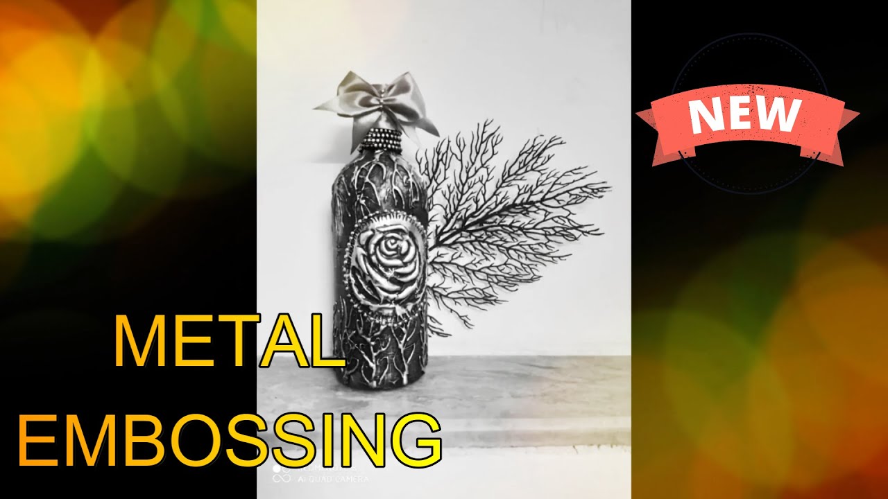 metal embossing on glass bottle/bottle decor