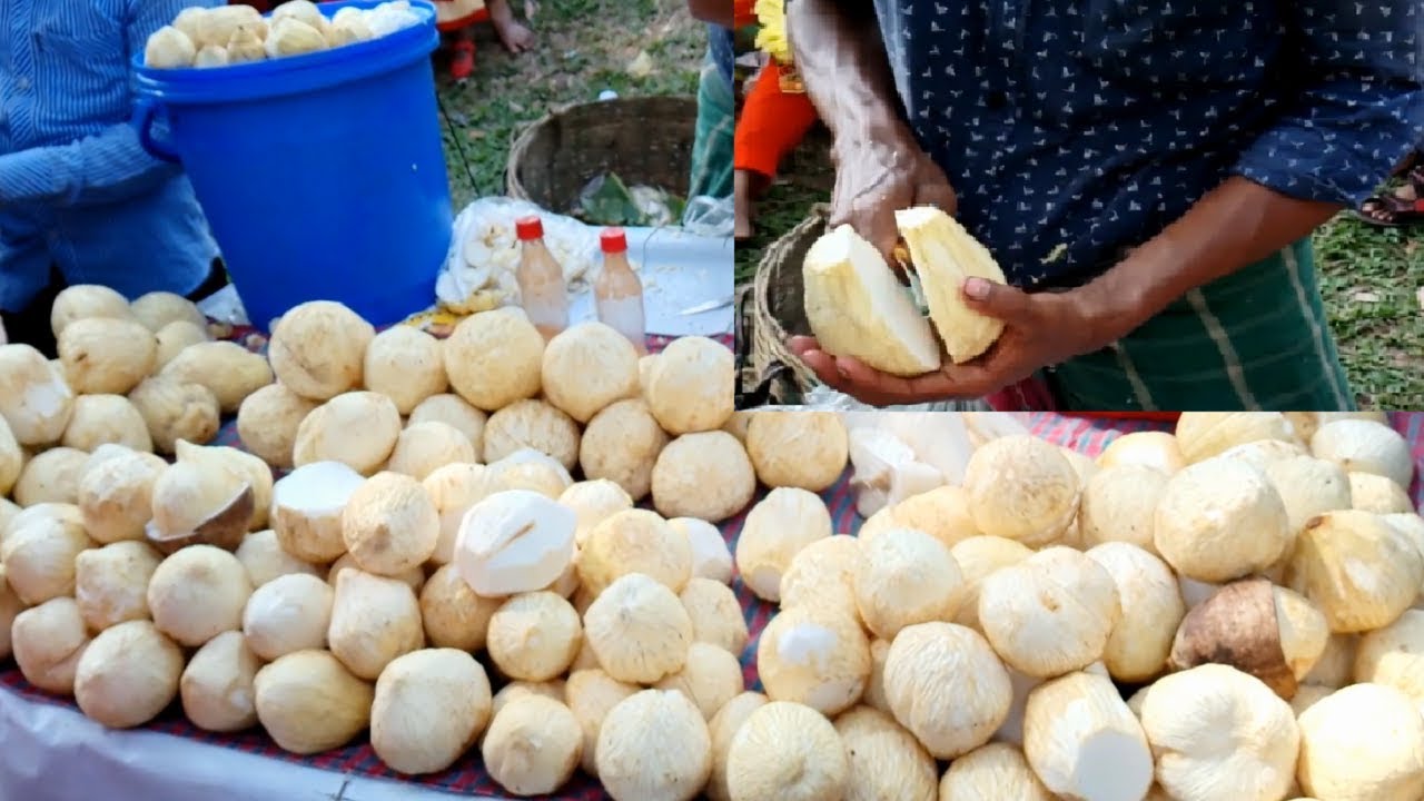 Yummy Street Fruits coconut Fupa Bengali Amazing fruits Narkel Fupa Tasty Foods of Dhaka in BD