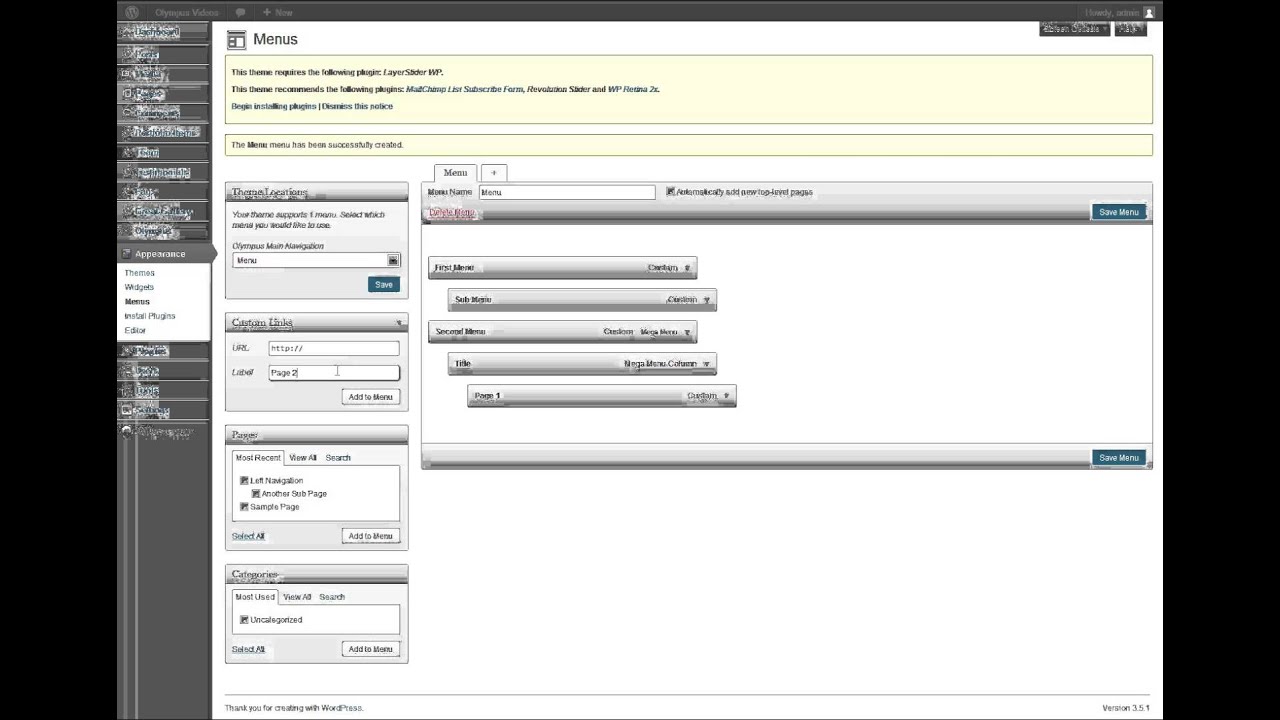 Olympus - Configure Menu