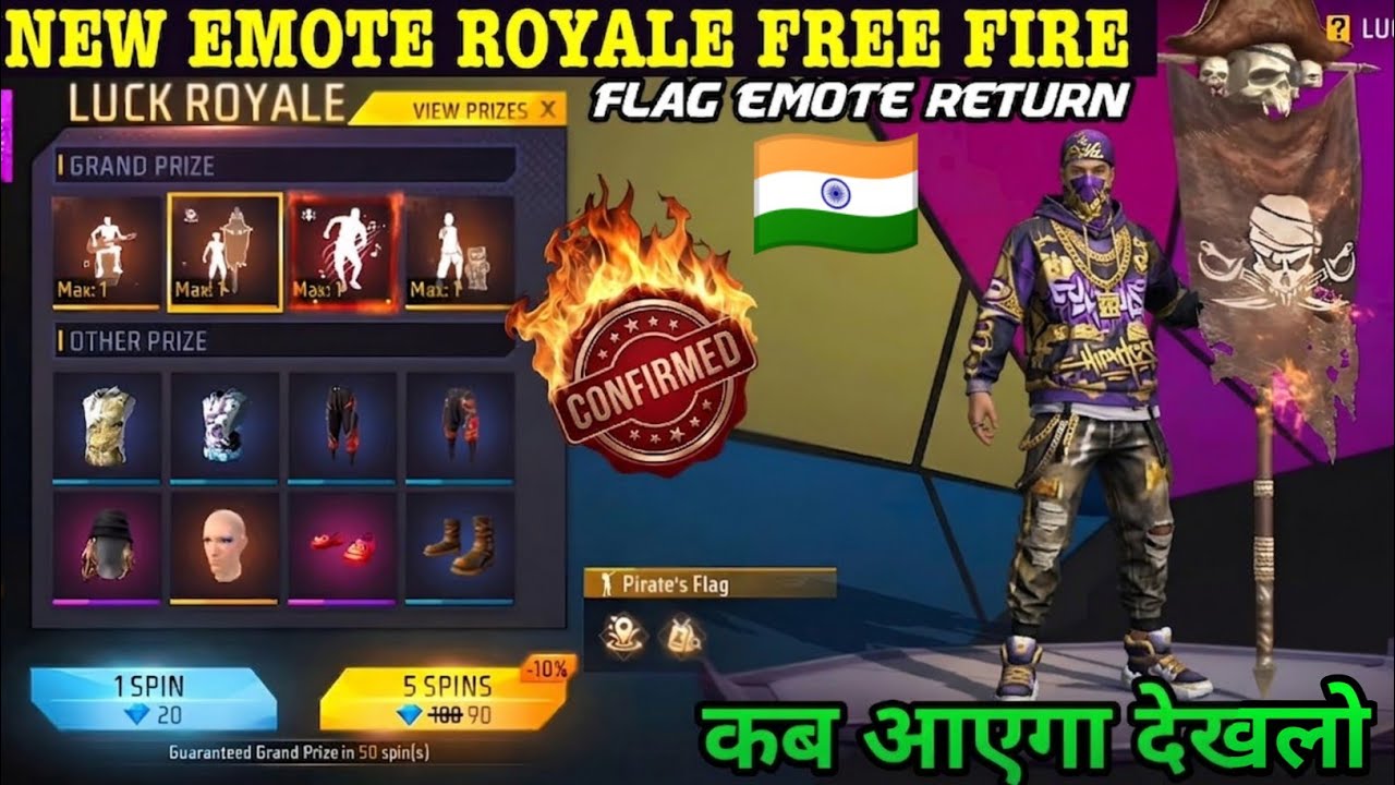 Pirate's Flag Emote Return Event Confirm Date | FF New Emote Royale Kab Aayega India Server 2026