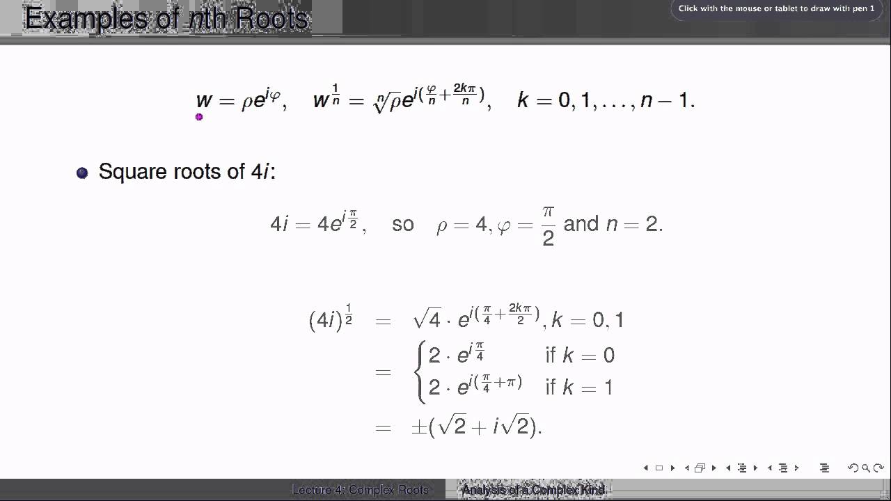 Week1Lecture4: Roots of complex numbers