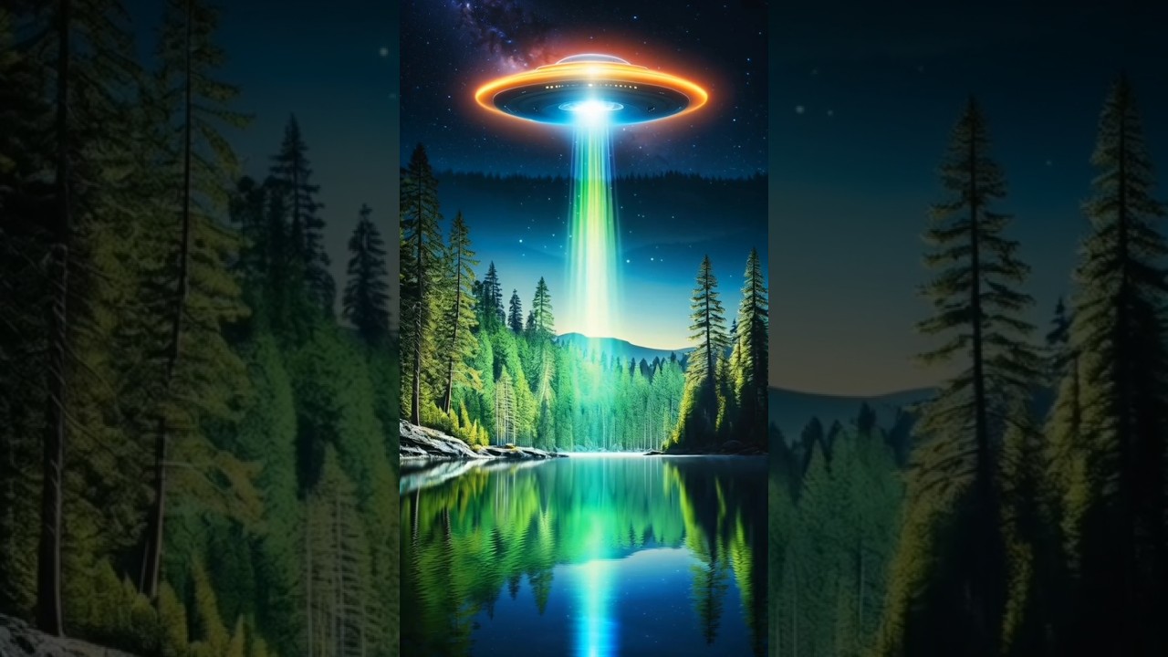 UFO Over a Forest Lake &ndash; Mysterious Alien Beam in the Night Sky #asmr