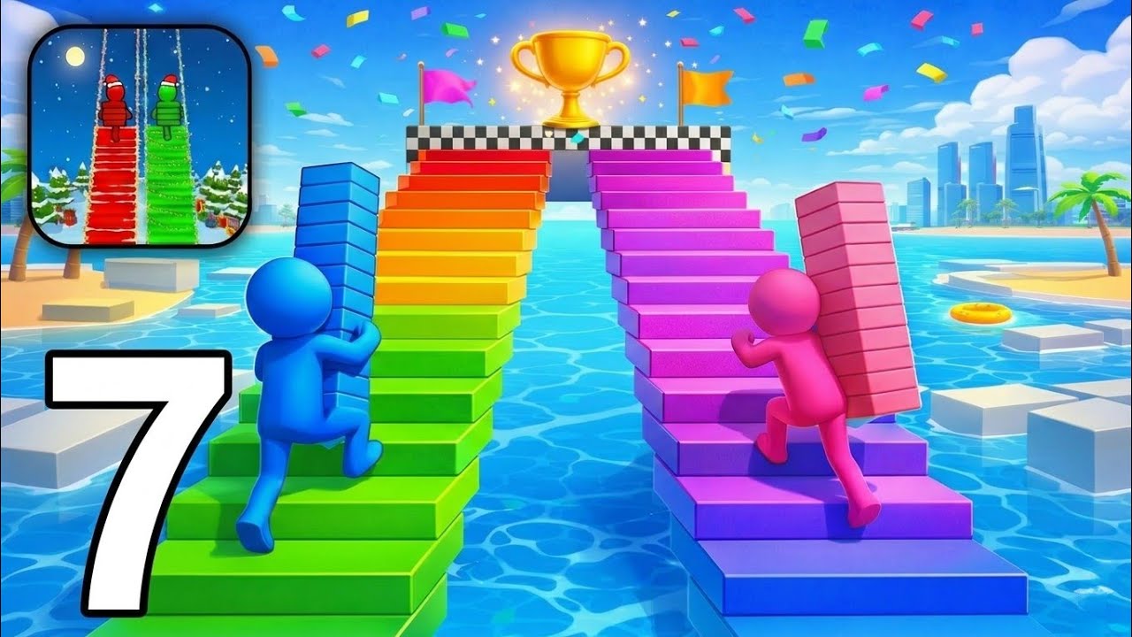 Bridge Race &ndash; Gameplay Walkthrough Part 7 &ndash; Stair Build Showdown Gameplay (Android & iOS)