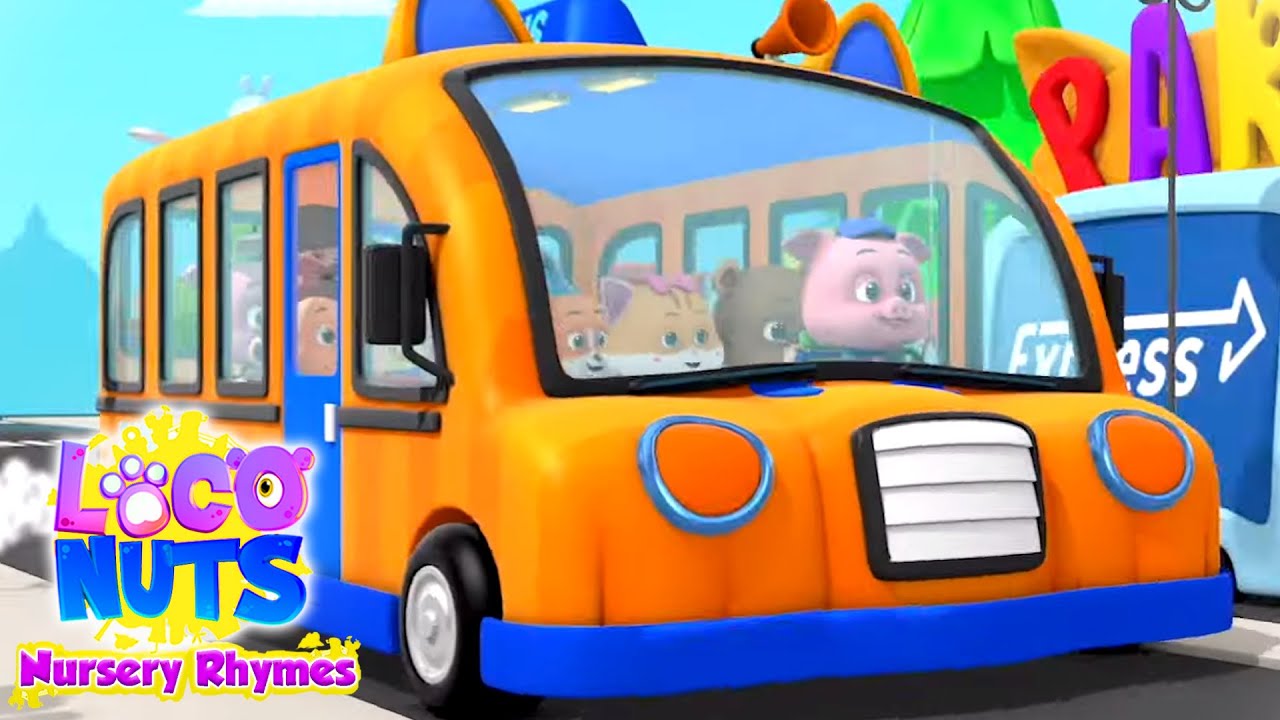 The Wheels On The Bus | School Bus Song | Nursery Rhymes and Kids Songs with Loco Nuts | Baby Song