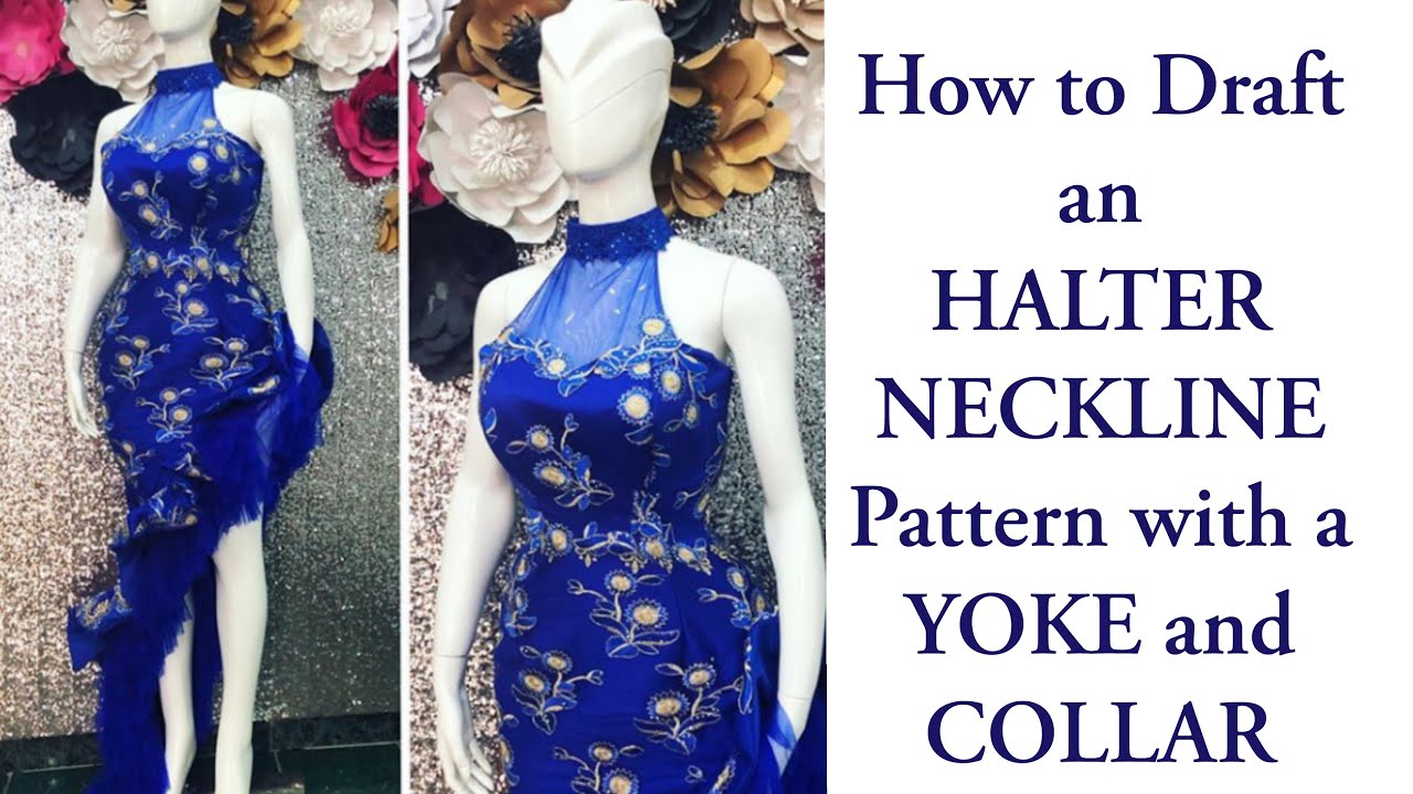 How to Draft Halter Neck Bustier with a YOKE and COLLAR | Pattern Drafting Tutorial