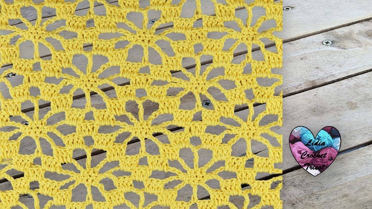 Point fleurs ajouré crochet /Punto flores caladas tejido a crochet